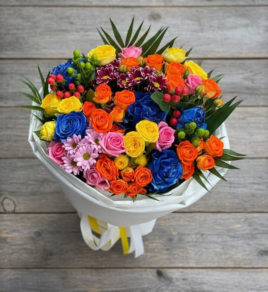 Букет цветов из: Розы и Хризантемы в Юность