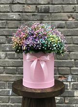 Цветочная композиция из Гипсофила и Розы в шляпной коробке #REPLACE_PRED# Юность
