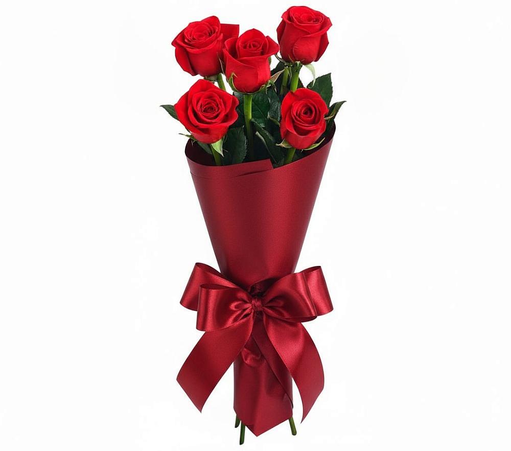 Букет 5 Красных роз Эдлесс Лав в Юность
