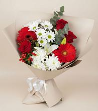 Букет цветов из:  Розы, Хризантемы, Герберы и Лилии в Юность