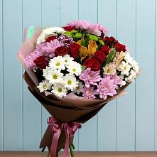 Букет цветов из:  Розы, Хризантемы и Альстромерии #REPLACE_PRED# Юность