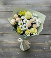 Букет цветов из:  Альстромерии, Розы и Хризантемы в Юность