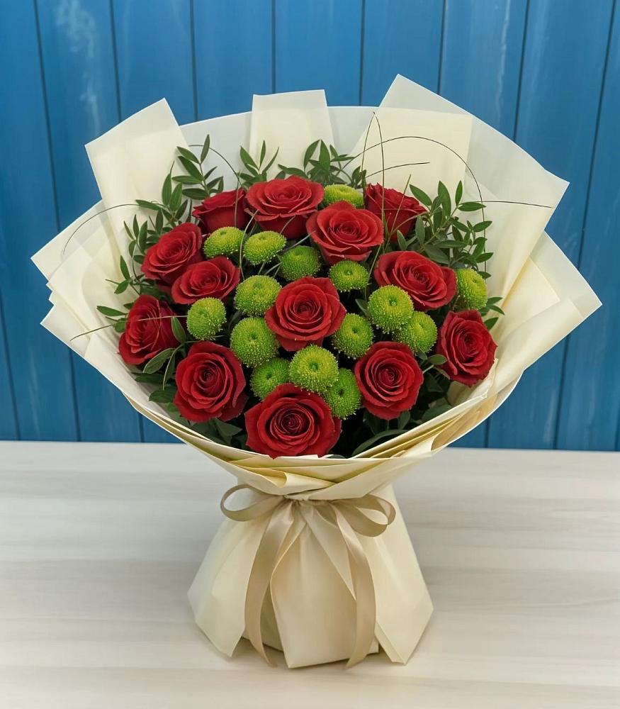 Букет цветов из: Розы и Хризантемы в Юность